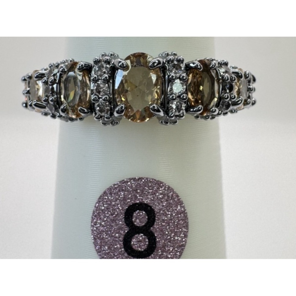 Bomb Party Ring Sweet Escape RG42611 Smokey Topaz Cubic Zirconia Hematite Size 8